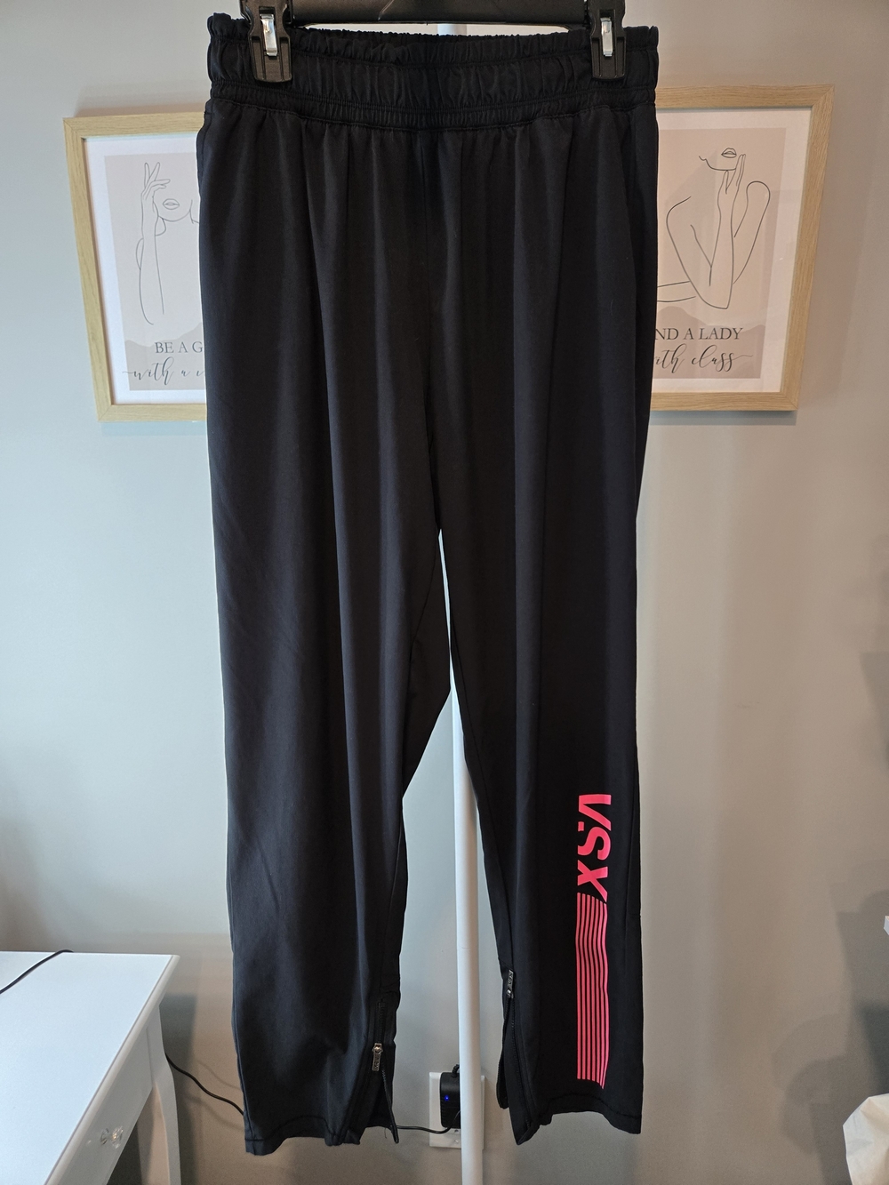 Victoria's Secret Black Leggings with Pink Logo
